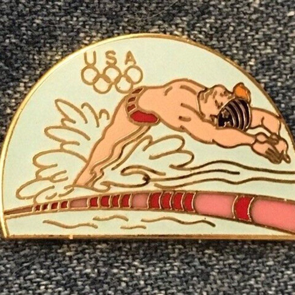 1988 Seoul Olympic Pin ~ Swimming ~ Hanna-Barbera ~ Olympikids~Cloisonn by HoHo